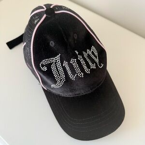 Juicy Couture Black Mesh Cap with Pink Lining and Trim